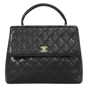 Chanel Quilted Caviar Coco Top Handle Bag Black